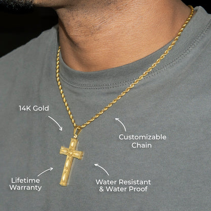 Mens Jewelry - 14K Gold Cross Necklace | Appx. 7 Grams