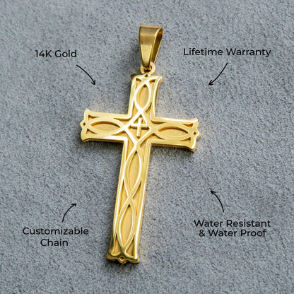 Mens Jewelry - 14K Gold Cross Necklace | Appx. 7 Grams