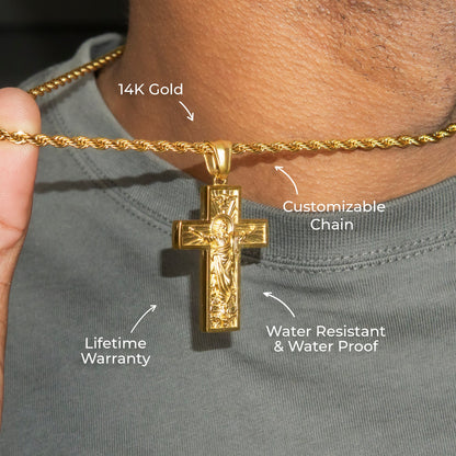 Mens Jewelry - 14K Gold Crucifix Cross Necklace | Appx. 8 Grams