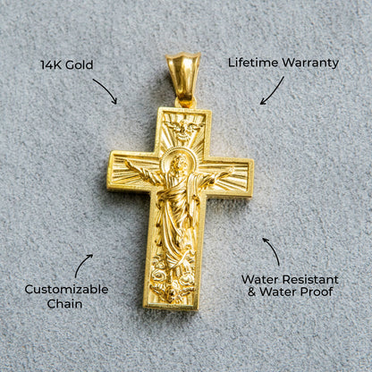 Mens Jewelry - 14K Gold Crucifix Cross Necklace | Appx. 8 Grams