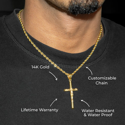 Mens Jewelry - 14K Gold Crucifix Necklace | Appx. 6 Grams