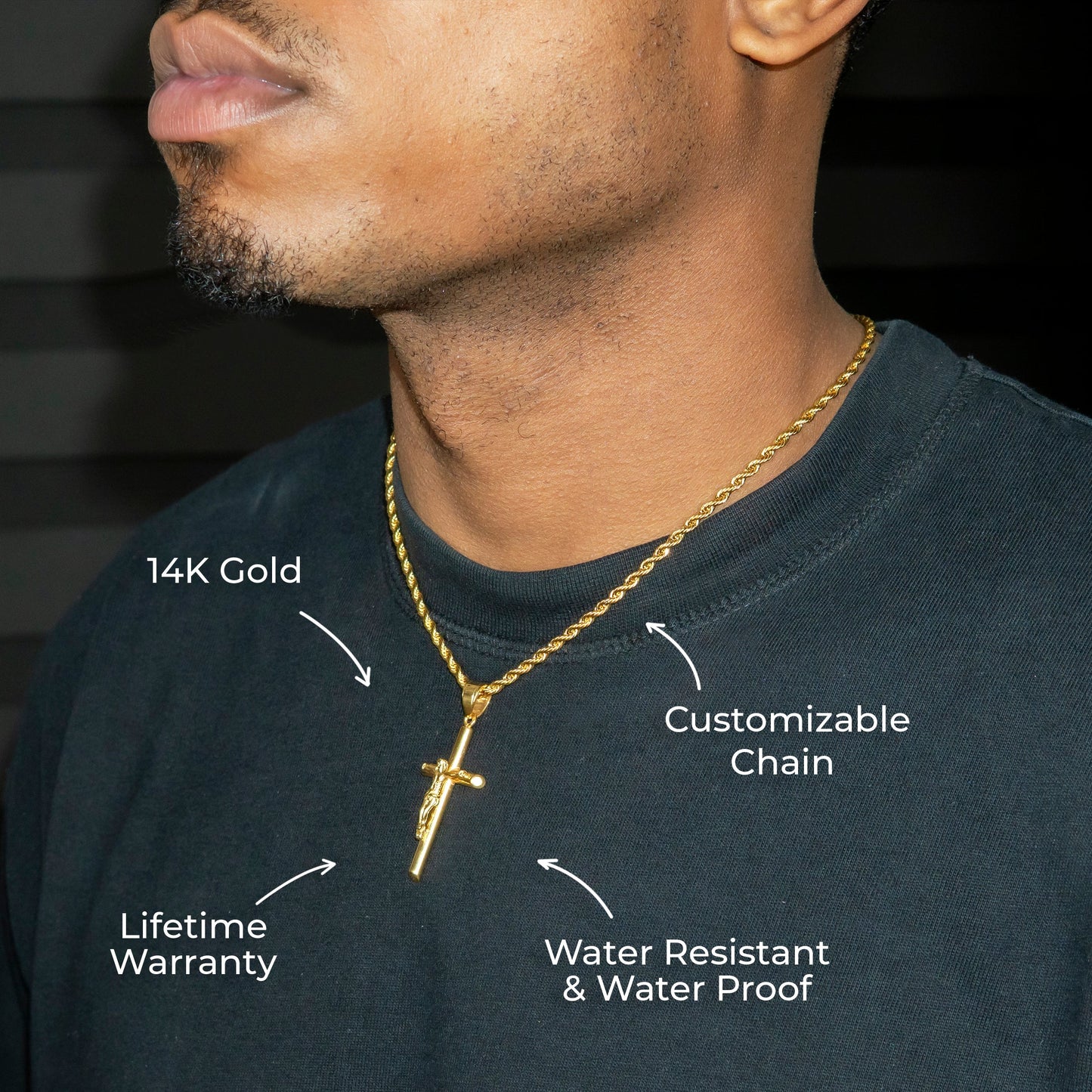 Mens Jewelry - 14K Gold Crucifix Necklace | Appx. 6 Grams