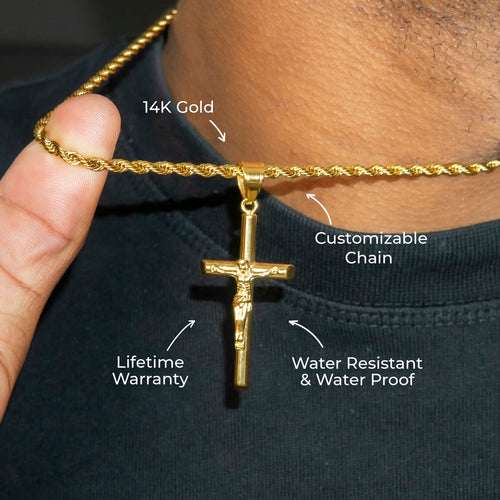 Mens Jewelry - 14K Gold Crucifix Necklace | Appx. 6 Grams