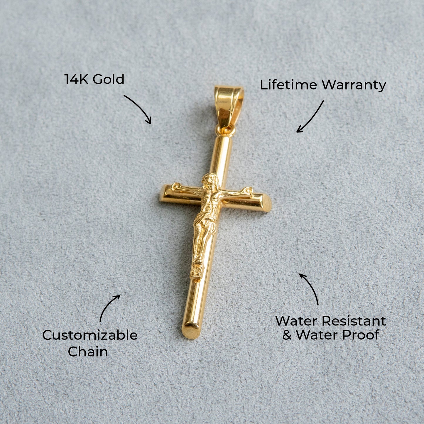 Mens Jewelry - 14K Gold Crucifix Necklace | Appx. 6 Grams