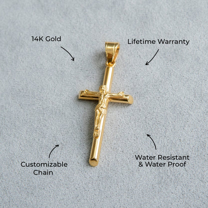 Mens Jewelry - 14K Gold Crucifix Necklace | Appx. 6 Grams