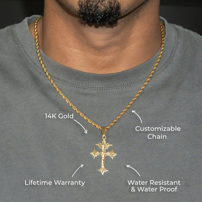 Mens Jewelry - 14K Gold Crucifix Necklace | Appx. 4 Grams