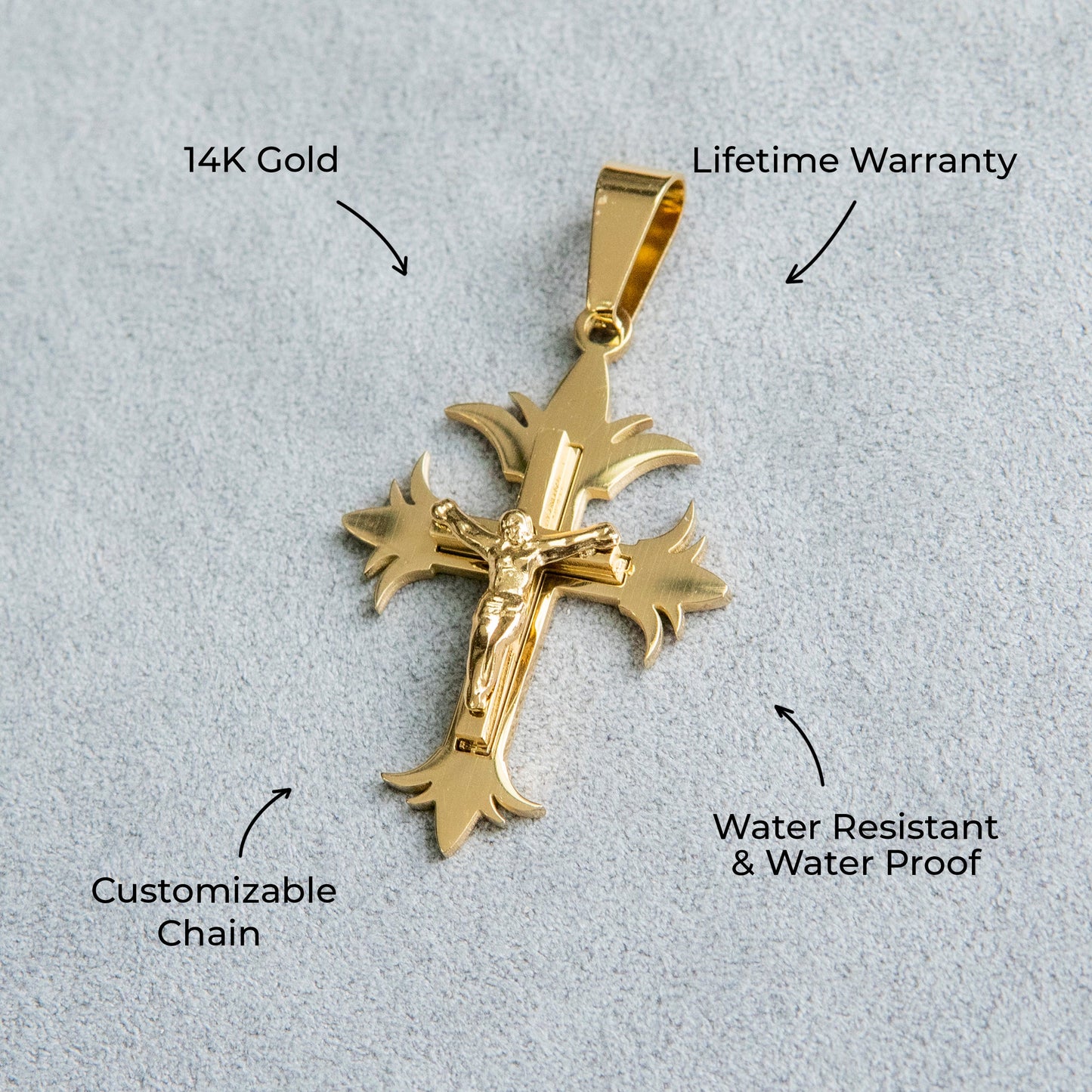 Mens Jewelry - 14K Gold Crucifix Necklace | Appx. 4 Grams