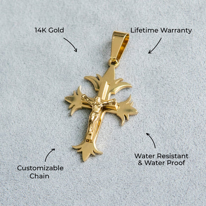 Mens Jewelry - 14K Gold Crucifix Necklace | Appx. 4 Grams
