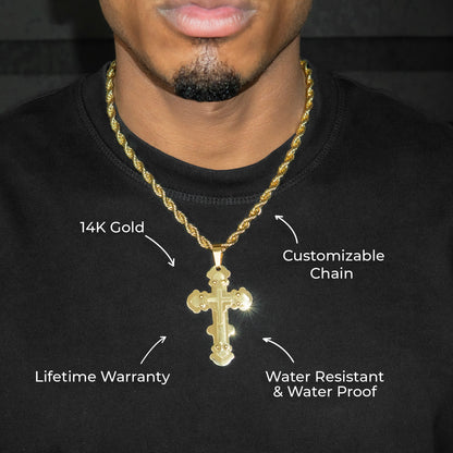 Mens Jewelry - 14K Gold Cross Necklace | Appx. 20 Grams