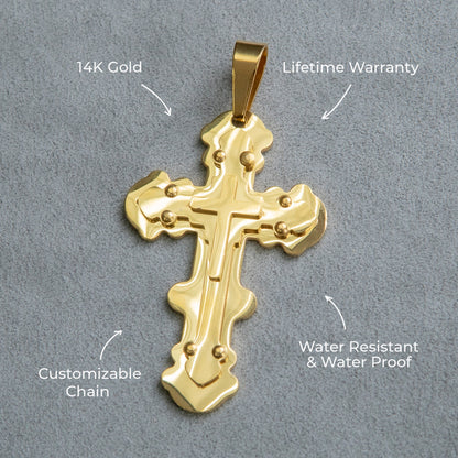 Mens Jewelry - 14K Gold Cross Necklace | Appx. 20 Grams