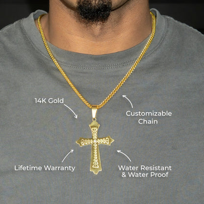 Mens Jewelry - 14K Gold Cross Necklace | Appx. 11 Grams