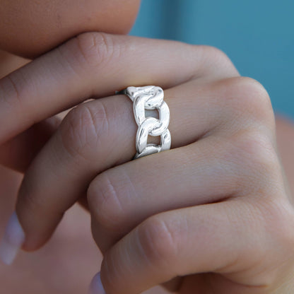 Cuban Band Ring in White Gold - 9mm