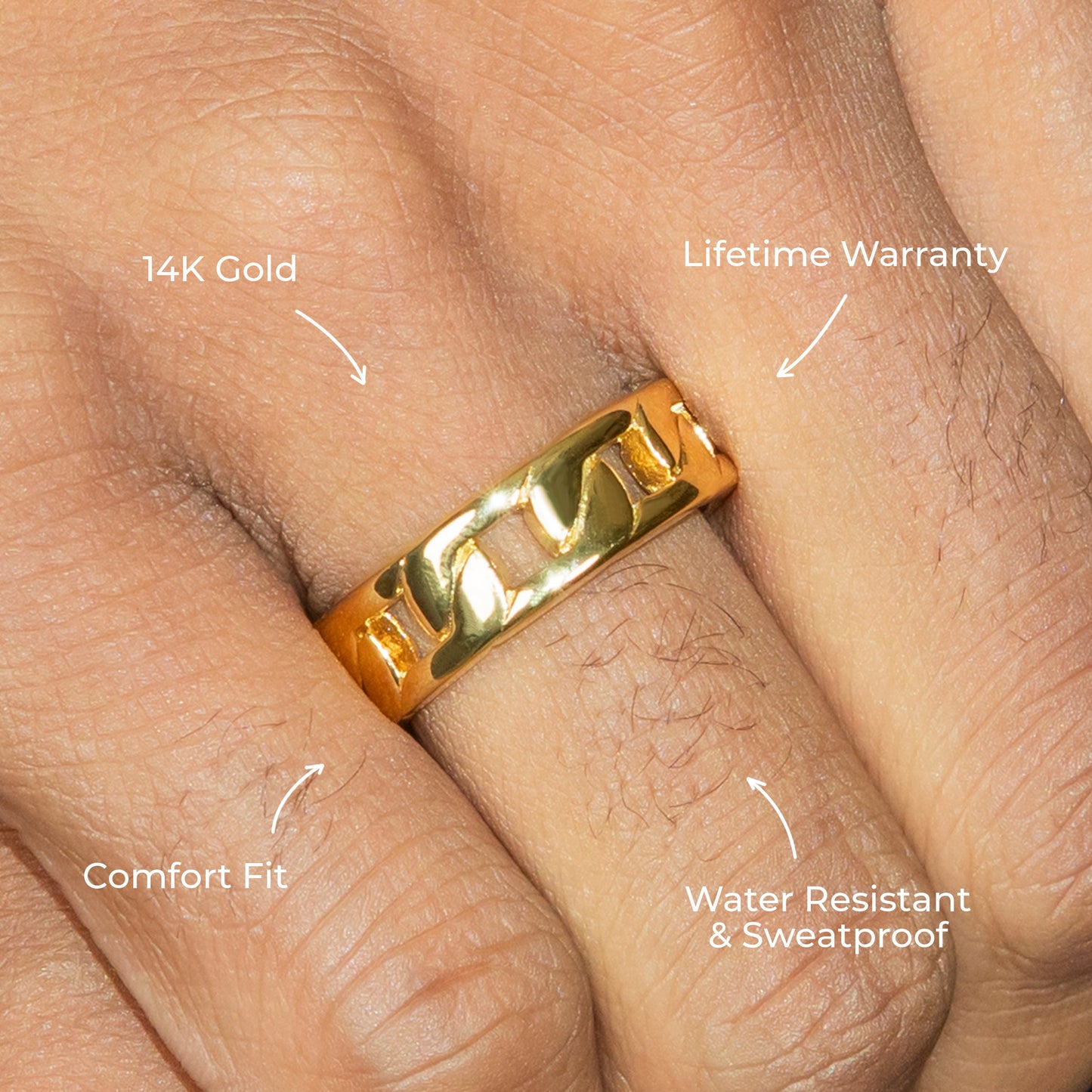 Mens Jewelry - Cuban Gold Wedding Ring | 6 Grams