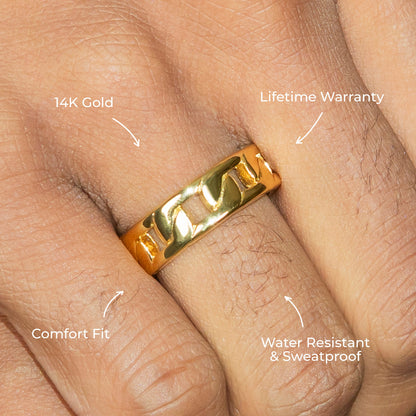 Mens Jewelry - Cuban Gold Wedding Ring | 6 Grams