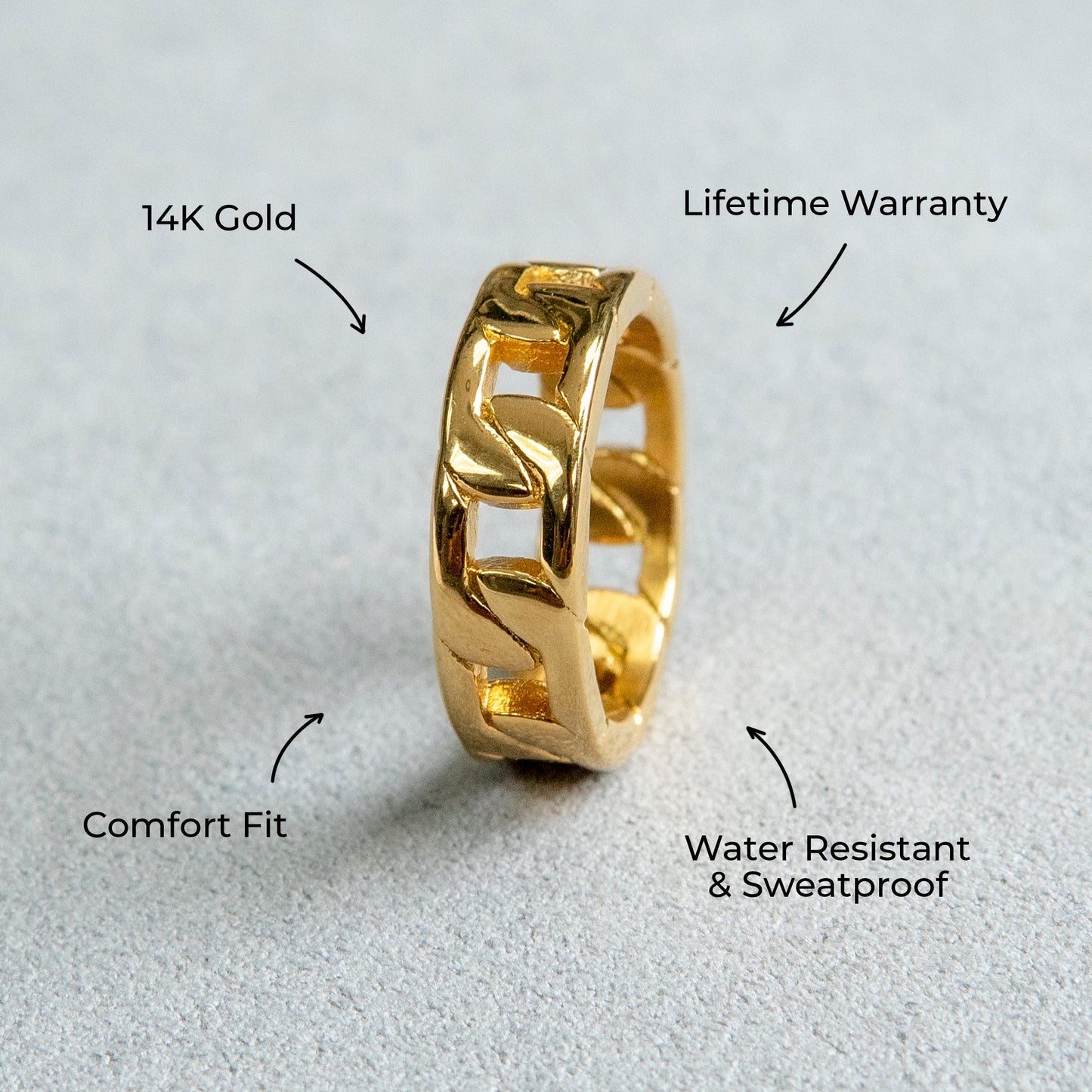 Mens Jewelry - Cuban Gold Wedding Ring | 6 Grams