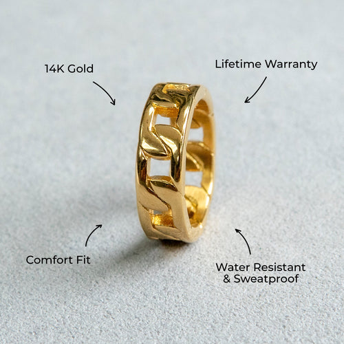 Mens Jewelry - Cuban Gold Wedding Ring | 6 Grams