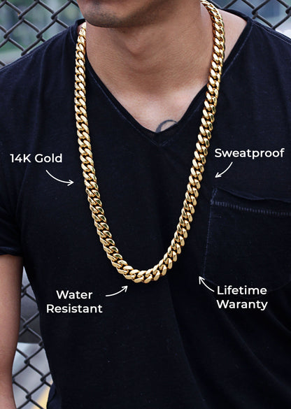 Mens Jewelry - Solid Gold Miami Cuban Link Chain & Bracelet