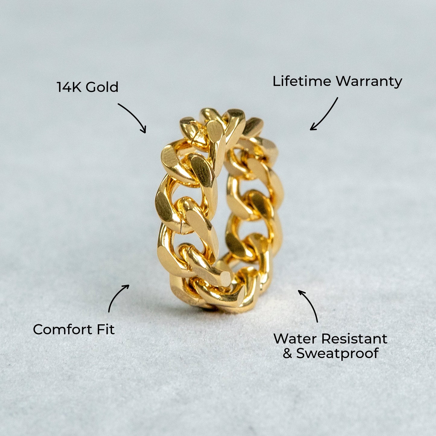 Mens Jewelry - Cuban Gold Wedding Ring | 10 Grams
