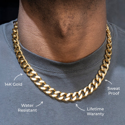 Gold Jewelry -  Mens 14K Gold Cuban Curb Chain