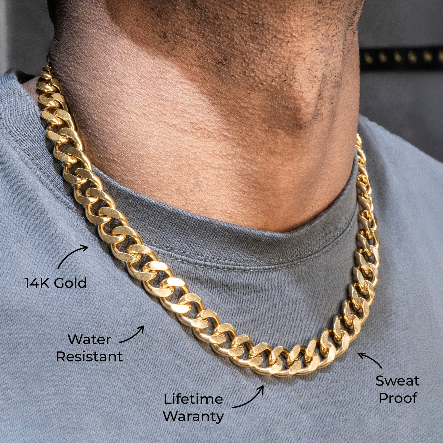 Gold Jewelry -  Mens 14K Gold Cuban Curb Chain
