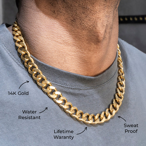 Gold Jewelry -  Mens 14K Gold Cuban Curb Chain