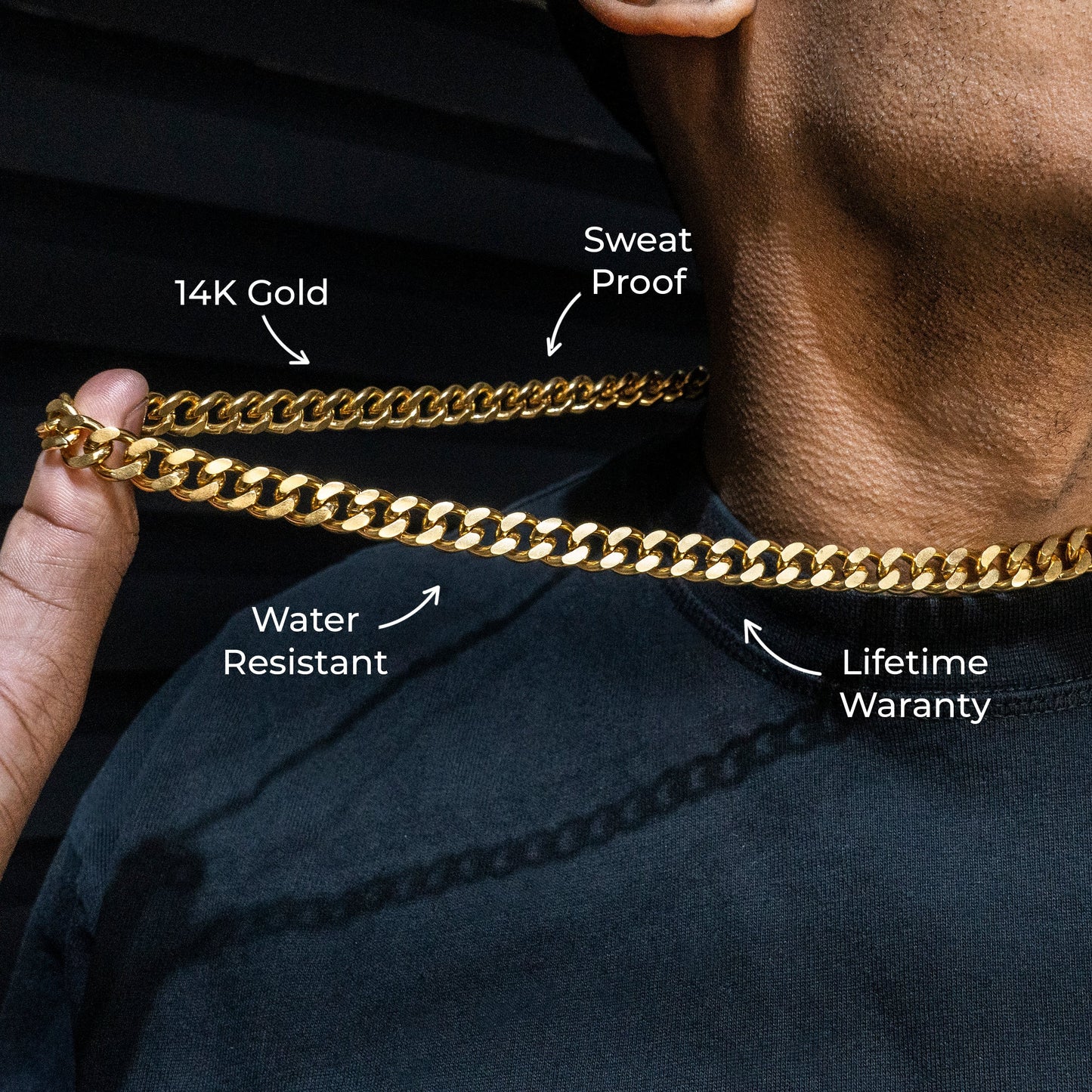 Gold Jewelry -  Mens 14K Gold Cuban Curb Chain