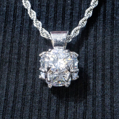 Womens Jewelry - 14K White Gold Iced Out VVS Solitaire Necklace | Appx. 19 Grams