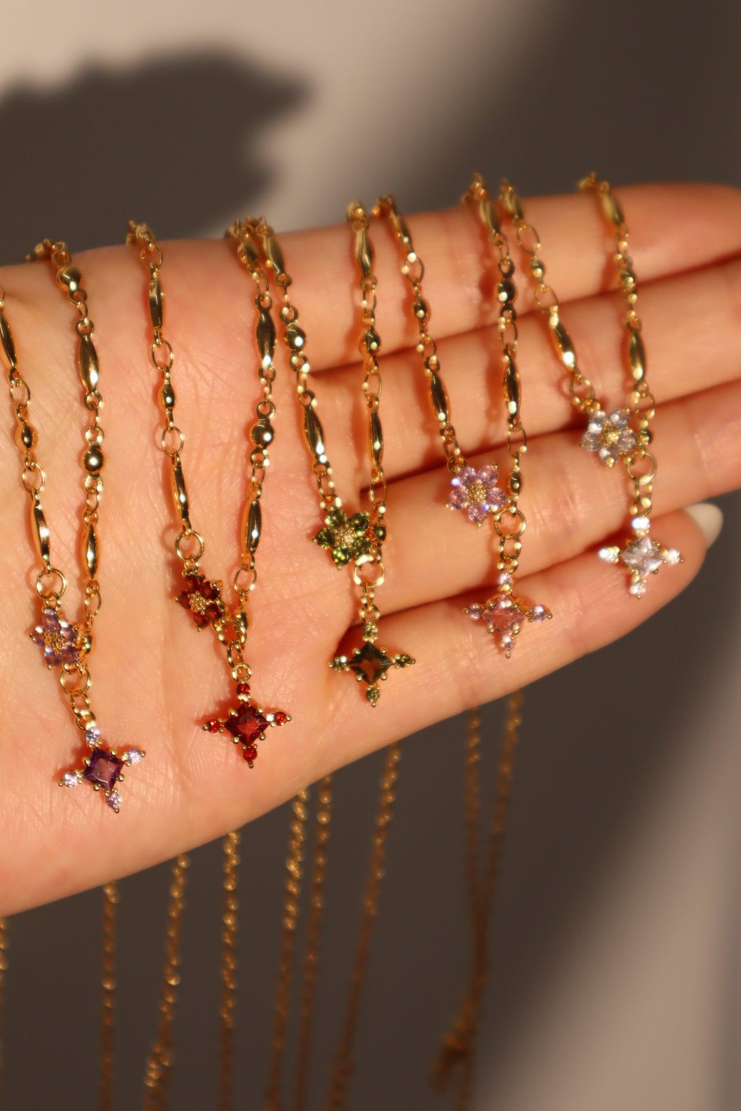 18K Real Gold Plated Peridot Starlight Cross Necklace