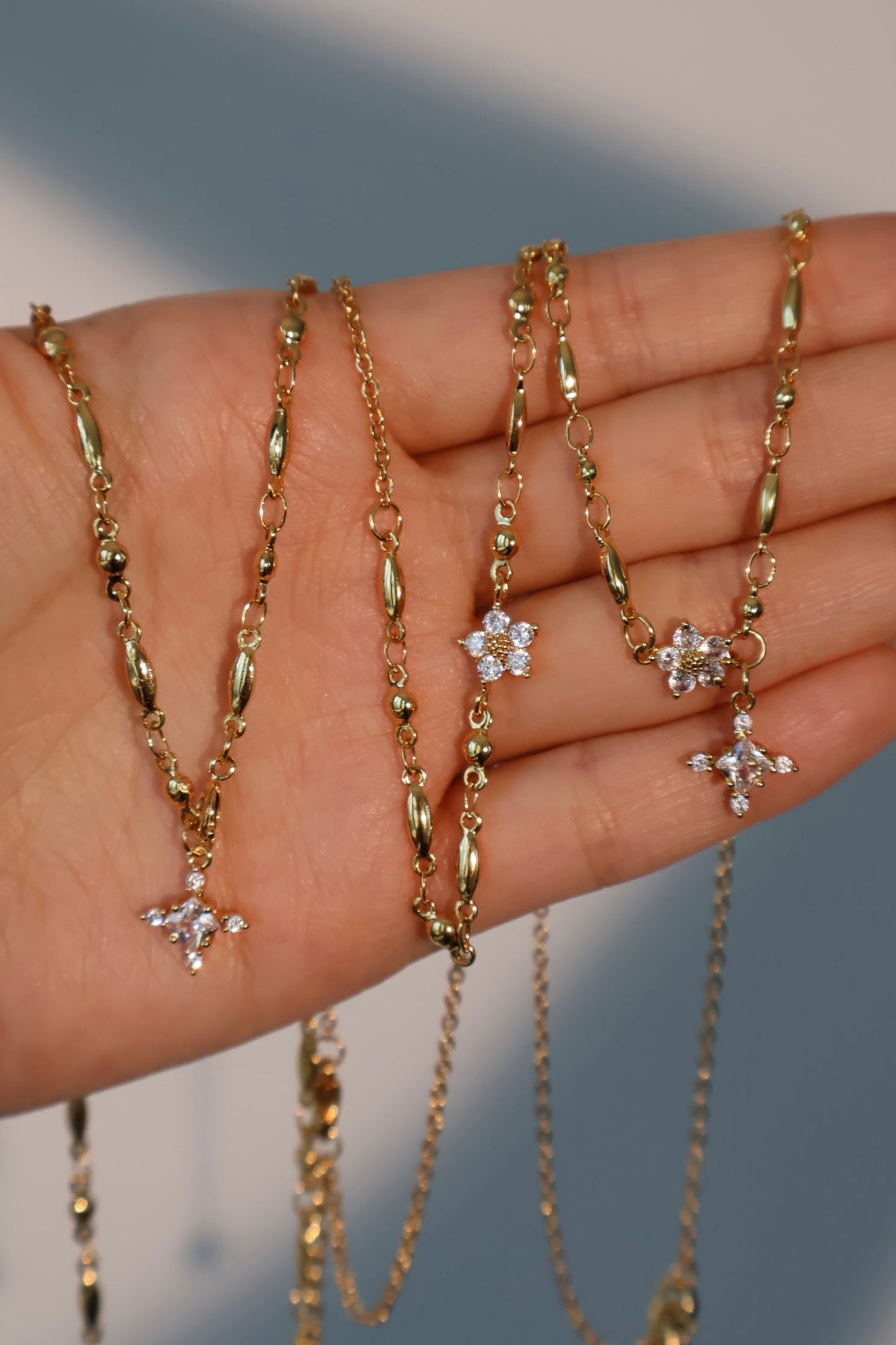18K Real Gold Plated Diamond Starlight Cross Necklace