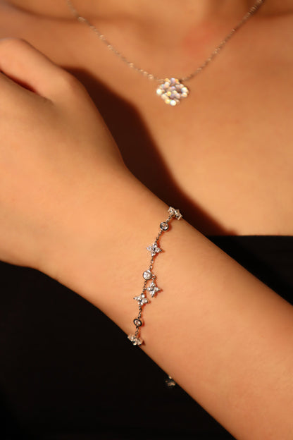 925 Sterling Silver Multi Starlight Petal Bracelet