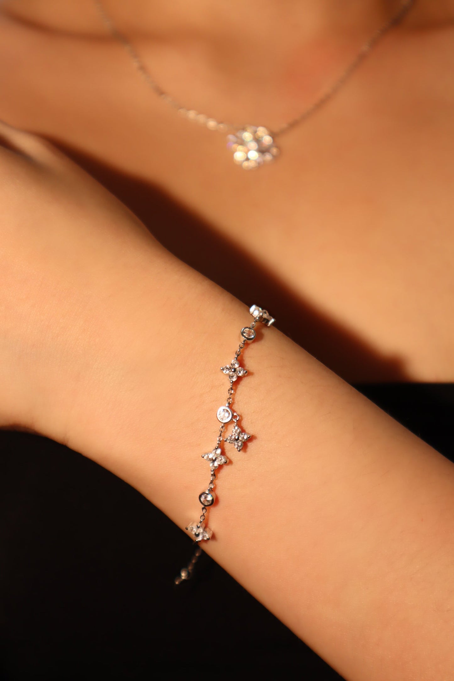 925 Sterling Silver Multi Starlight Petal Bracelet