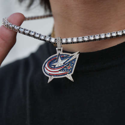 Columbus Blue Jackets Official NHL Logo Pendant in White Gold