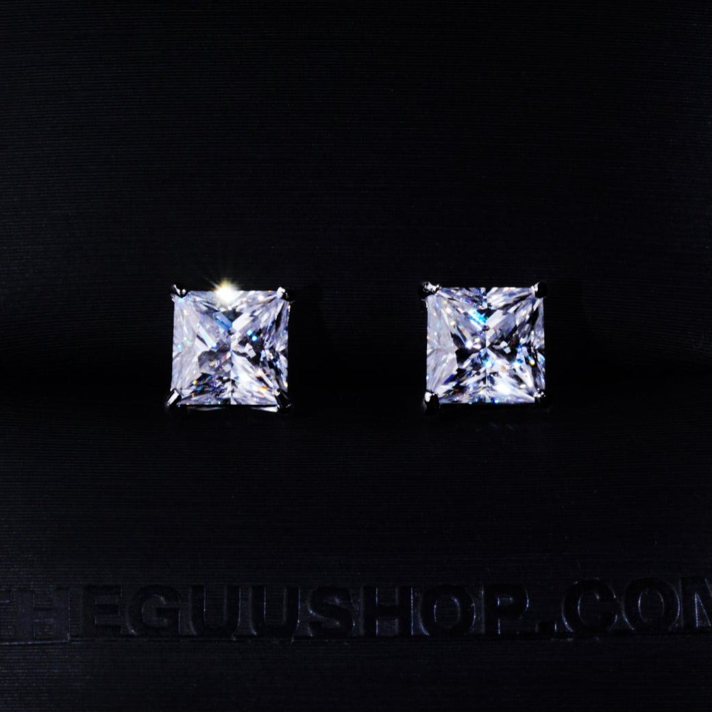 2.40 Carat VVS Moissanite Princess Cut Stud Earrings
