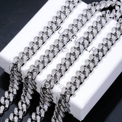 12mm Diamond Cuban Chain in White Gold