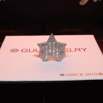 18K Gold-Plated Micro-inlay AAA CZ Pentagram Ring