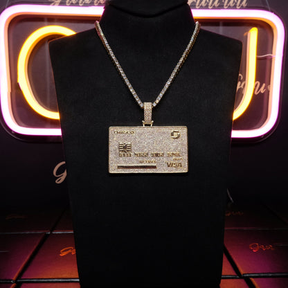 18K Gold-Plated Credit Card Bank card Iced Pendant