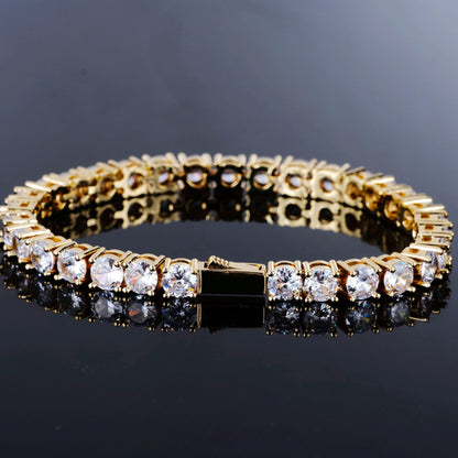 18k Gold-Plated  5mm AAA CZ Hip Hop Tennis Chain # Tennis Bracelet