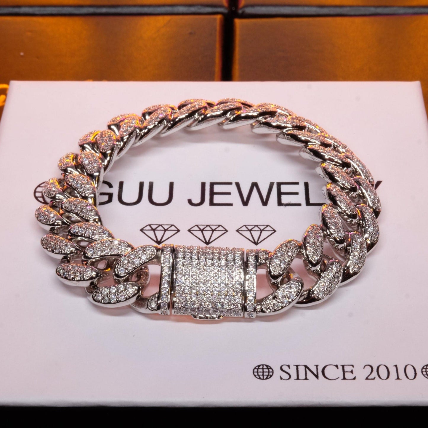 13MM 18K White Gold-Plated Classic Miami Cuban Link Bracelet