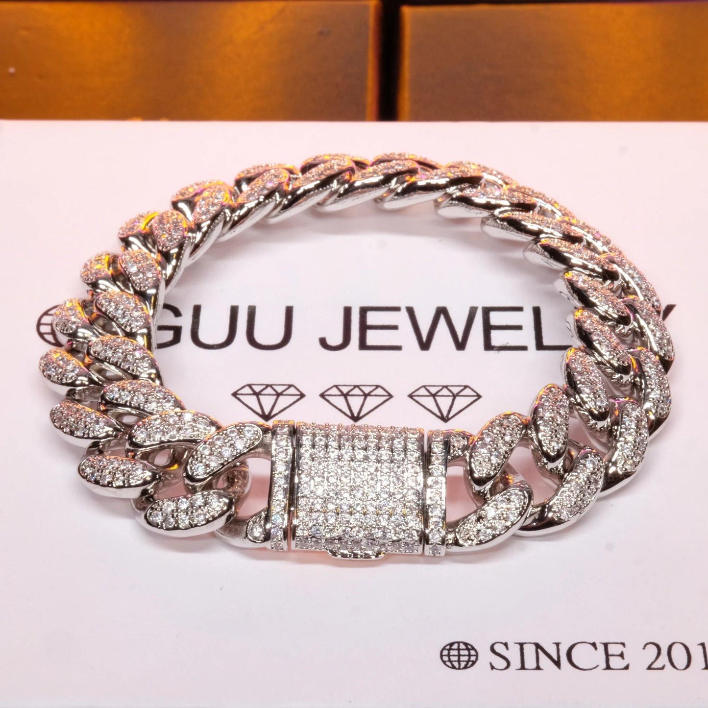 13MM 18K White Gold-Plated Classic Miami Cuban Link Bracelet