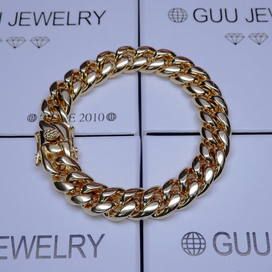12mm 18K Gold-Plated Classic Miami Cuban Link Bracelet
