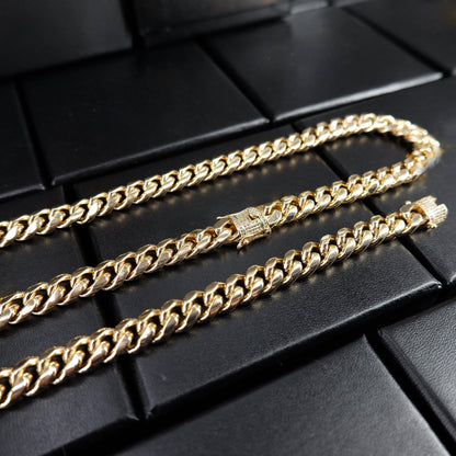 10mm  CZ  Cuban Link Chain In  Yellow GoldPlated