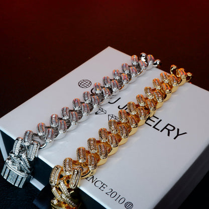 15MM 18K Gold-Plated Baguette Iced Bracelet