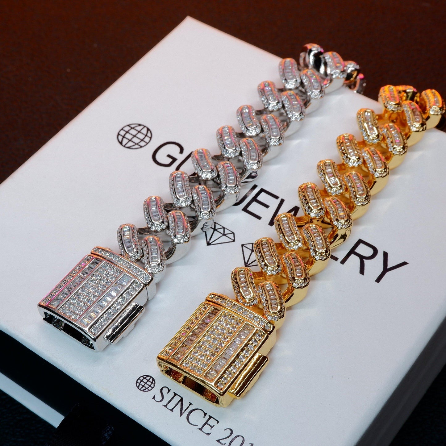 15MM 18K Gold-Plated Baguette Iced Bracelet