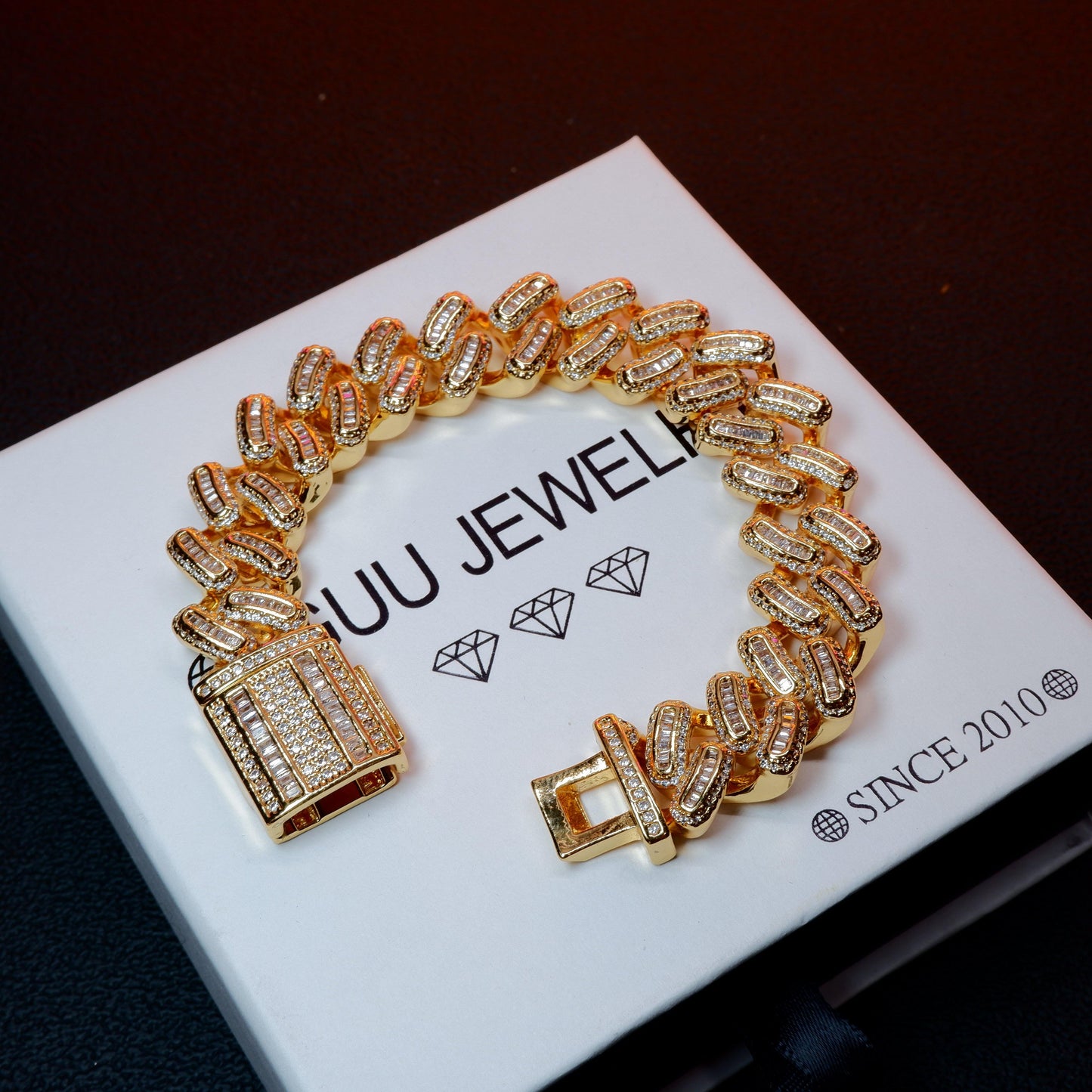 15MM 18K Gold-Plated Baguette Iced Bracelet