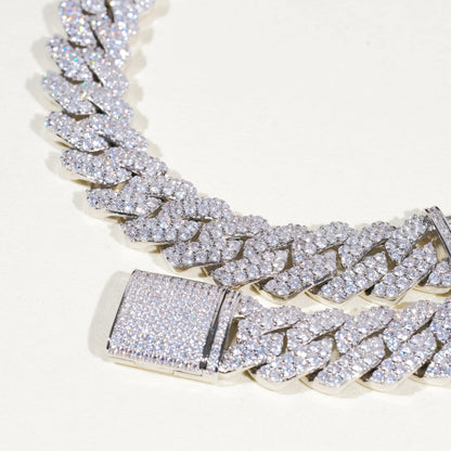 19mm 2-Row Iced Prong Cuban Chain
