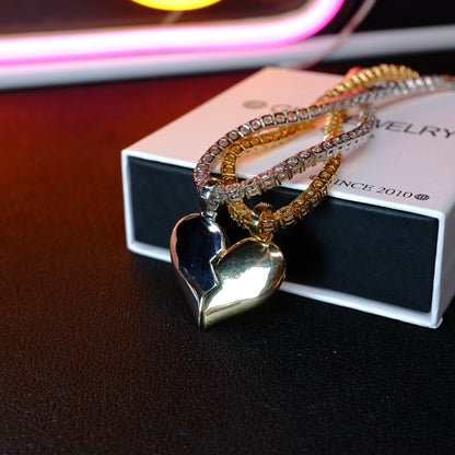 18K Gold-Plated Micro-inlay  AAA CZ  Broken Of Heart Pendant