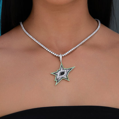 Dallas Stars Official NHL Logo Pendant in White Gold