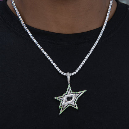Dallas Stars Official NHL Logo Pendant in White Gold