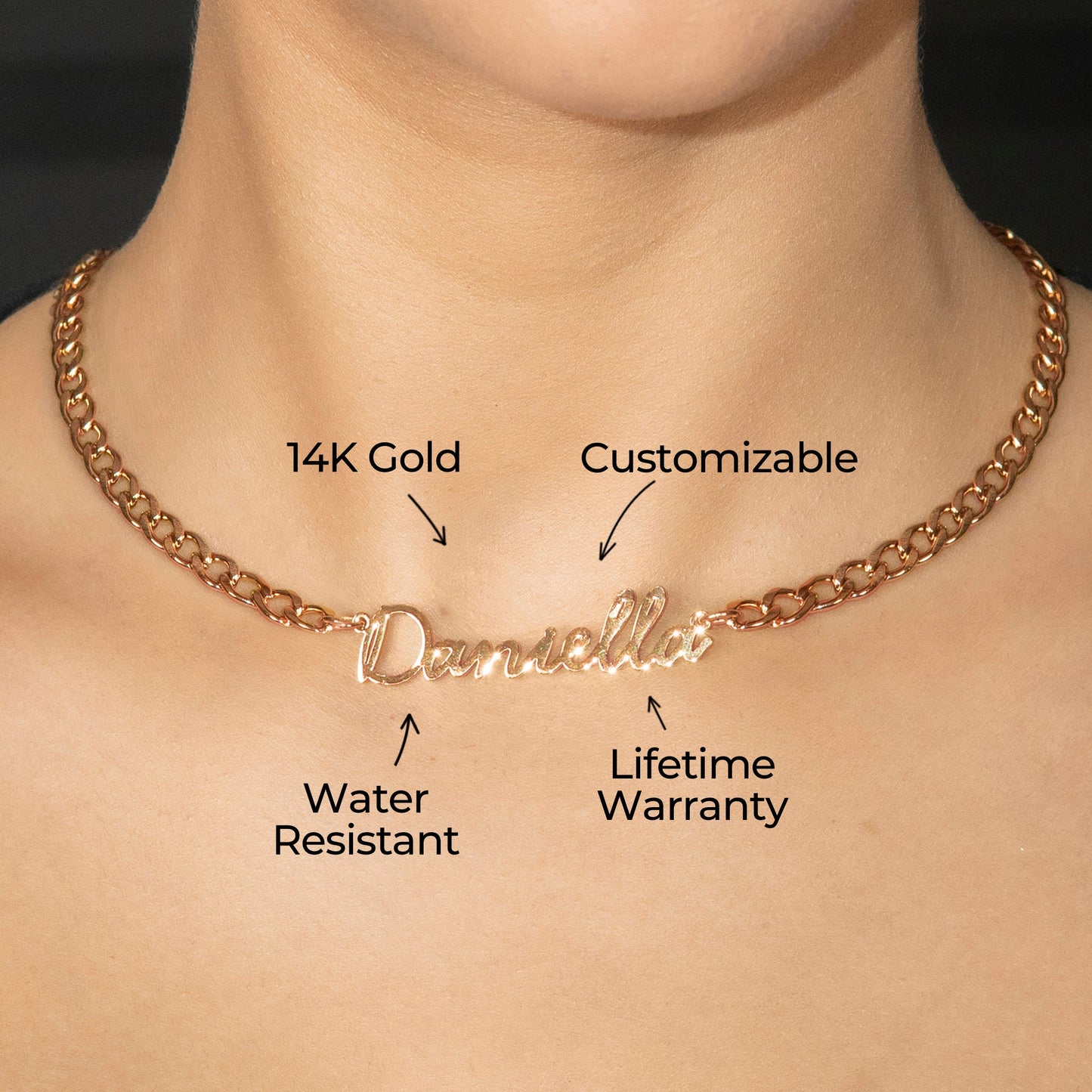 Women Jewelry - Rose Gold Name Necklace | Style # N17
