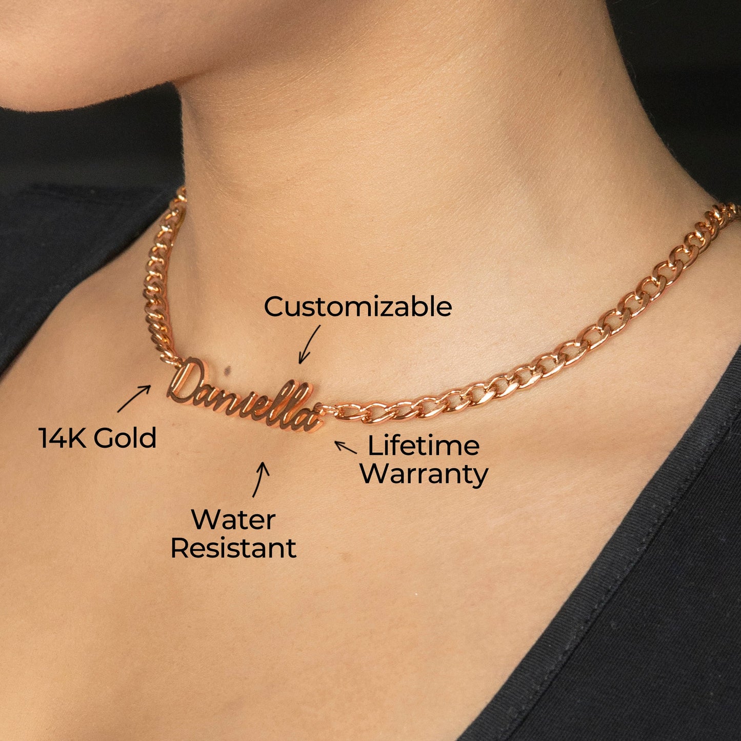 Women Jewelry - Rose Gold Name Necklace | Style # N17